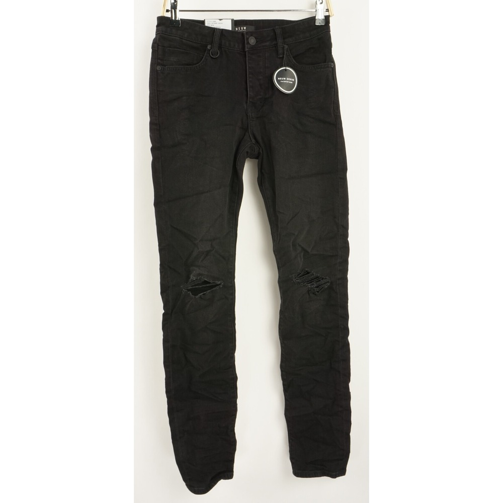 New NEUW Denim Iggy Skinny Men's Size 29 x 32 "Viscious" Black Ripped Knee Jeans